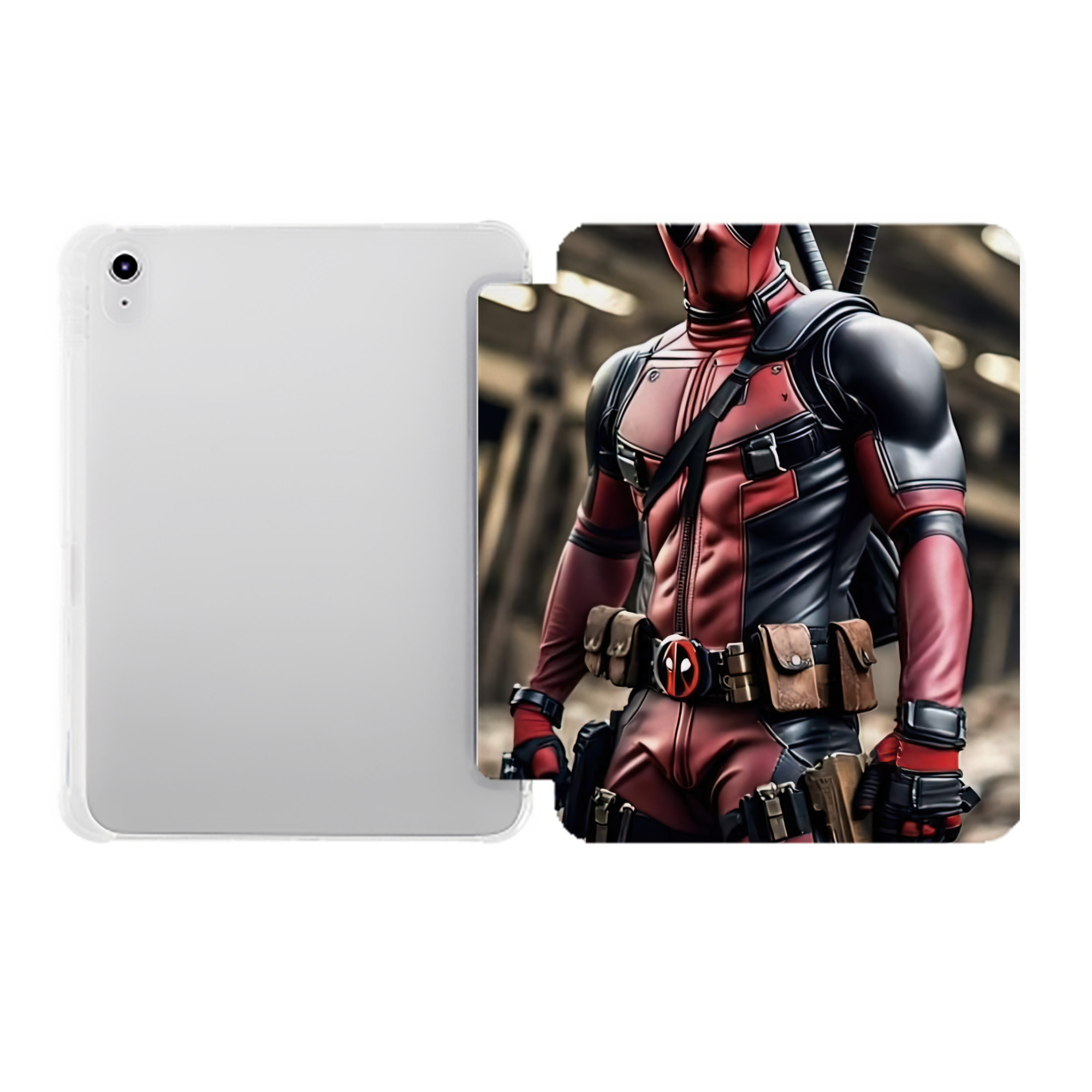 （画像用） Deadpool デッドプール IPad ケース ペン収納付き 三つ折りスタンド PUレザー×シリコン 対応機種9.5/10.5/10.9インチ